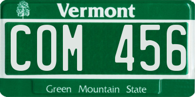 VT license plate COM456