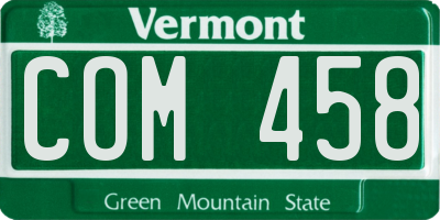 VT license plate COM458