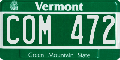 VT license plate COM472