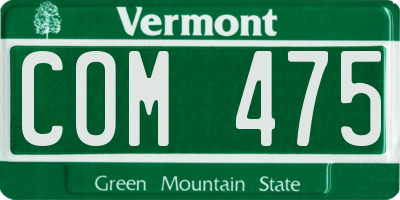 VT license plate COM475