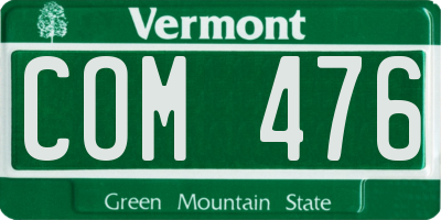 VT license plate COM476