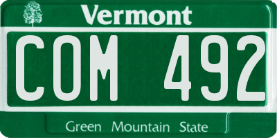 VT license plate COM492