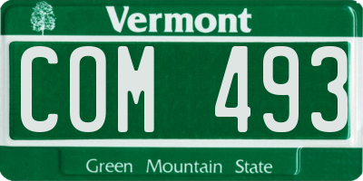VT license plate COM493