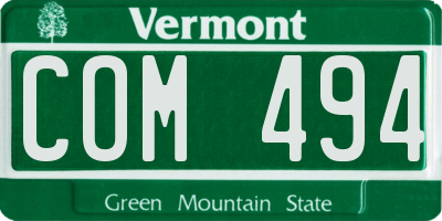 VT license plate COM494