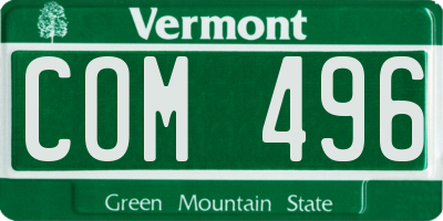 VT license plate COM496