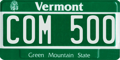 VT license plate COM500
