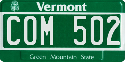 VT license plate COM502