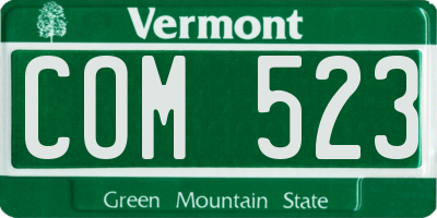 VT license plate COM523