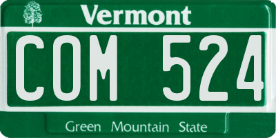 VT license plate COM524
