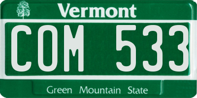 VT license plate COM533