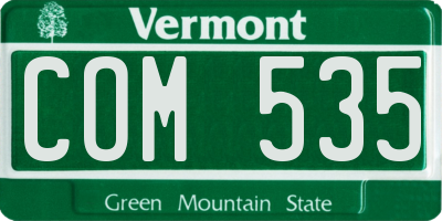 VT license plate COM535