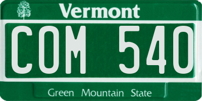 VT license plate COM540