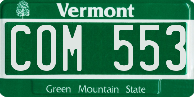 VT license plate COM553