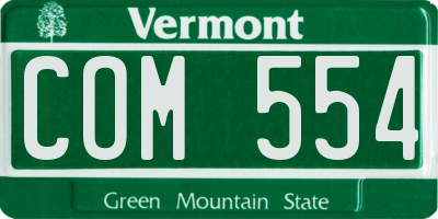 VT license plate COM554