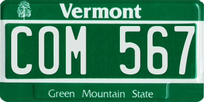 VT license plate COM567