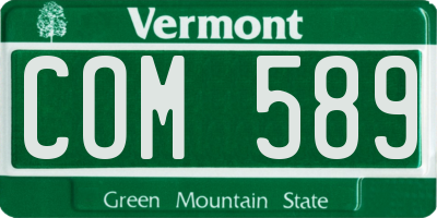 VT license plate COM589