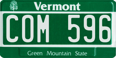VT license plate COM596