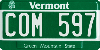 VT license plate COM597