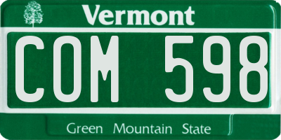 VT license plate COM598