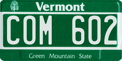 VT license plate COM602