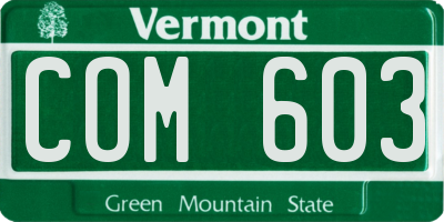 VT license plate COM603