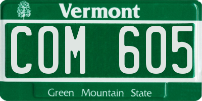 VT license plate COM605