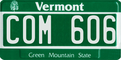 VT license plate COM606