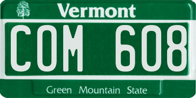 VT license plate COM608
