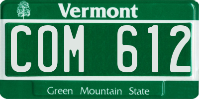 VT license plate COM612