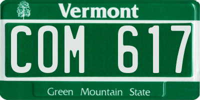 VT license plate COM617