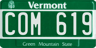 VT license plate COM619