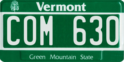 VT license plate COM630