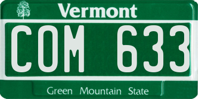 VT license plate COM633