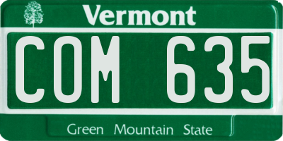 VT license plate COM635