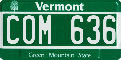VT license plate COM636