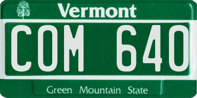 VT license plate COM640