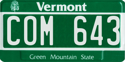 VT license plate COM643