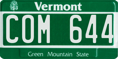 VT license plate COM644