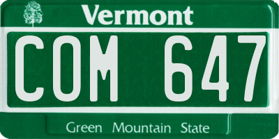 VT license plate COM647
