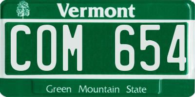 VT license plate COM654