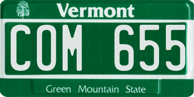 VT license plate COM655