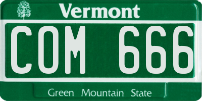 VT license plate COM666