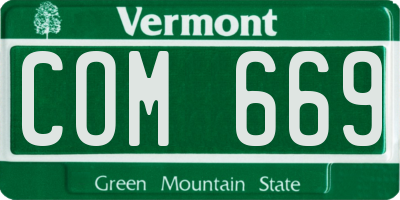 VT license plate COM669
