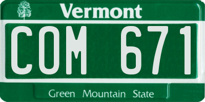 VT license plate COM671