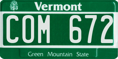 VT license plate COM672