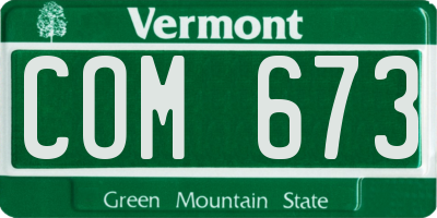 VT license plate COM673