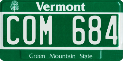 VT license plate COM684