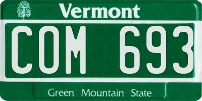 VT license plate COM693