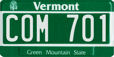 VT license plate COM701