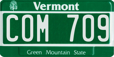 VT license plate COM709